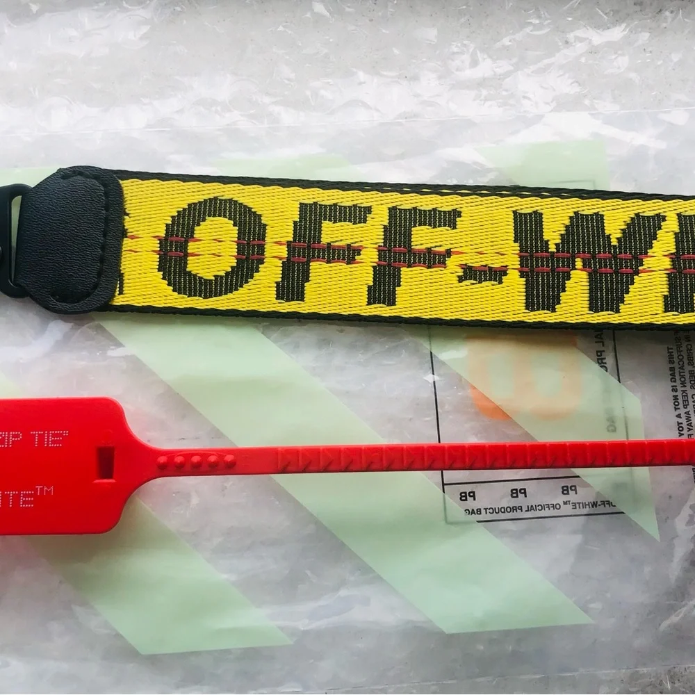 Off-White Yellow and Black Belt with Red Tag